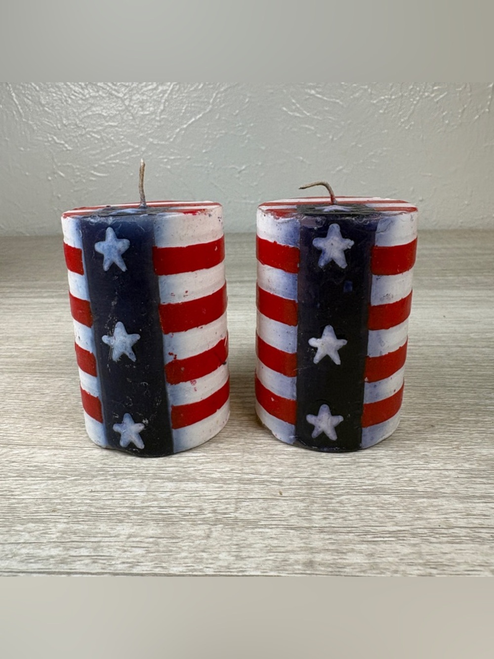 Lot Of 2 VintageJuly 4th USA Americana Flag Candle One-Wick